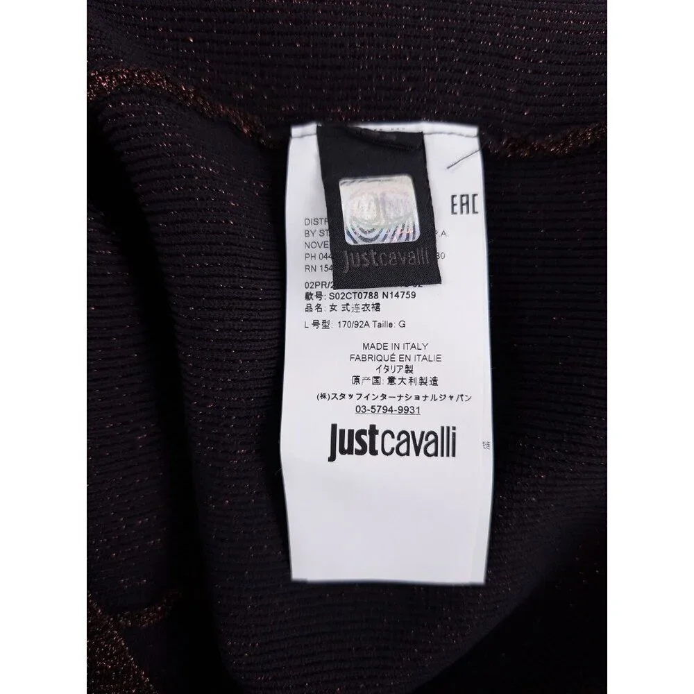 Just Cavalli Lurux Cocktail Evening Dress Size 8 Brown Metallic NWT $550 - Picture 9 of 9